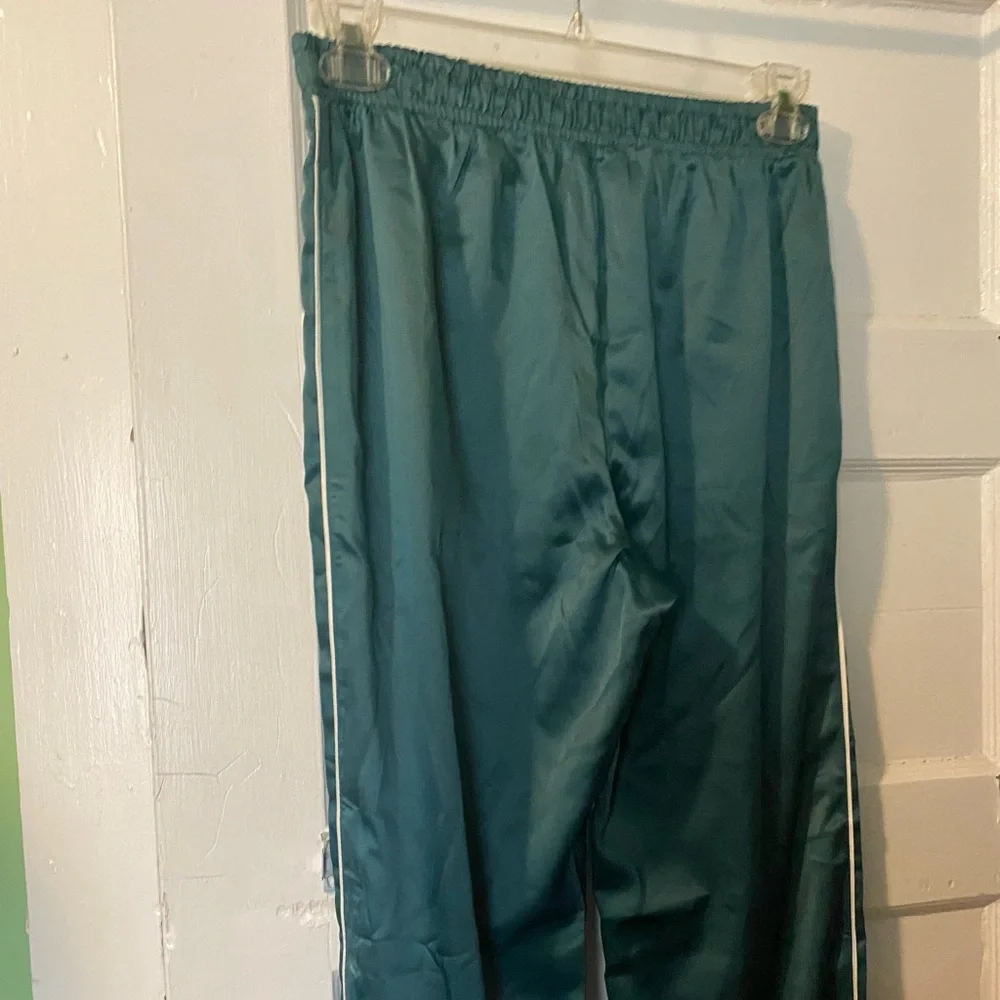 NWT! Abercrombie & Fitch Pajama Pant Satin Bottoms Green Medium - Picture 11 of 16